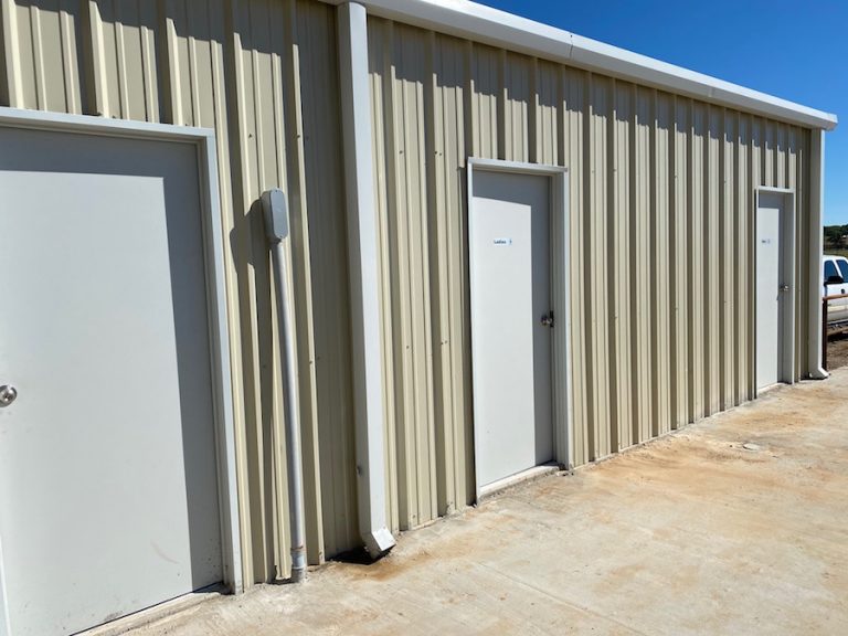 Office door and restrooms